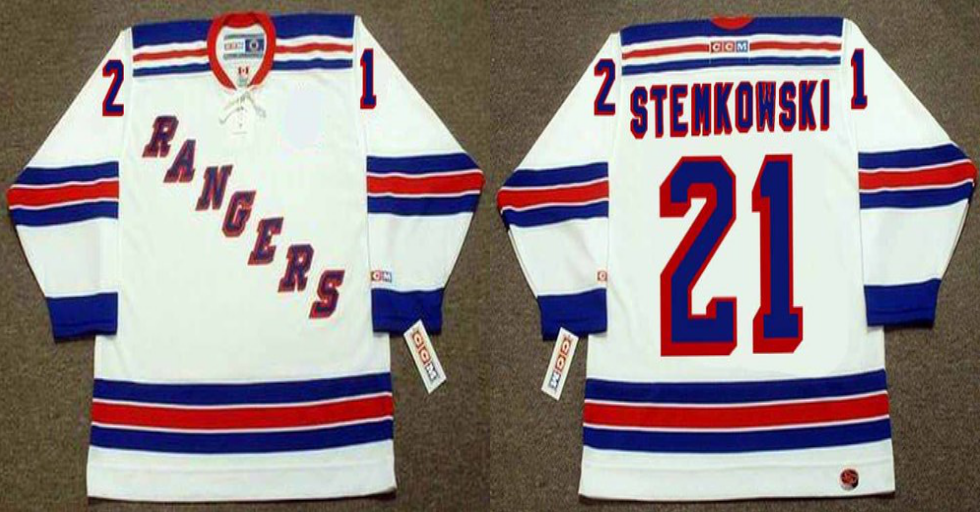 2019 Men New York Rangers 21 Stemkowski white CCM NHL jerseys